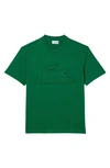 Lacoste Relaxed Fit Logo Patch Cotton T-shirt In Green
