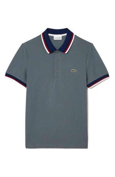 Lacoste Regular Fit Polo With Contrasting Collar - Xxl - 7 In Grey