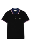 Lacoste Men's Classic Fit Striped Trim Short Sleeve Polo Shirt In Black