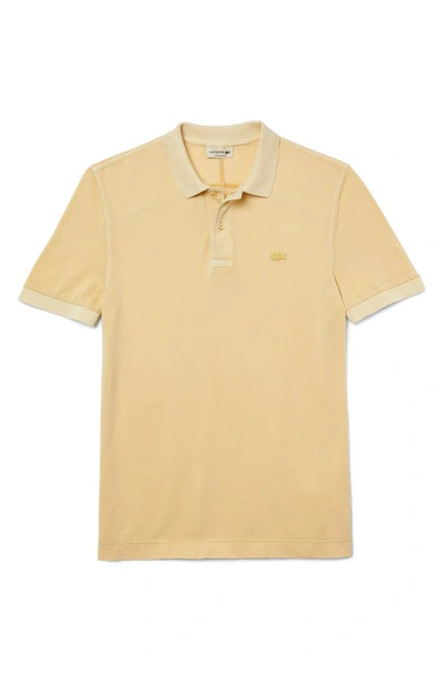 Lacoste Regular Fit Solid Cotton Polo Shirt In K71 Eco Yellow