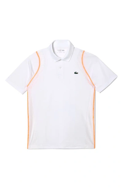 Lacoste Regular Fit Polo Shirt In White/ White-flashy Orange
