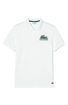 Lacoste Regular Fit Cotton Piqué Graphic Polo In White