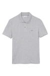 Lacoste Solid Stretch Cotton Blend Polo Shirt In Argent Chine