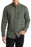 Nordstrom Tech-smart Trim Fit Check Stretch Button-down Shirt In Green Cypress Fairview Check