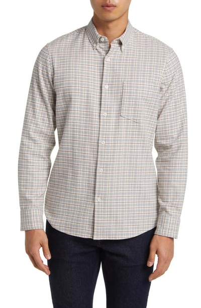 Nordstrom Tech-smart Trim Fit Check Stretch Button-down Shirt In Ivory- Grey Fairview Check