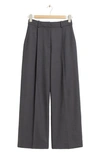 & Other Stories High Waist Wide Leg Trousers In Grey Melange