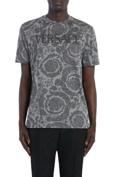 Versace Barocco Silhouette T-shirt In Medium Gray Melange Black
