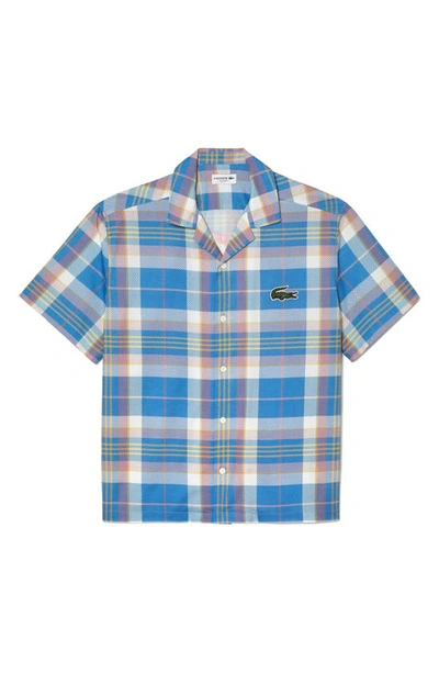 Lacoste Check Short Sleeved Shirt Blue