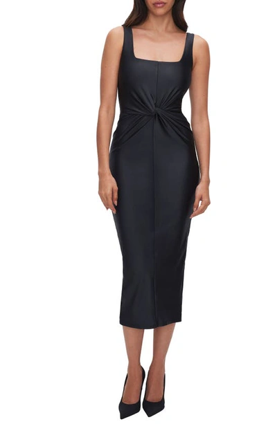 Good American Twist Front High Shine Jersey Sheath Dress In Black001