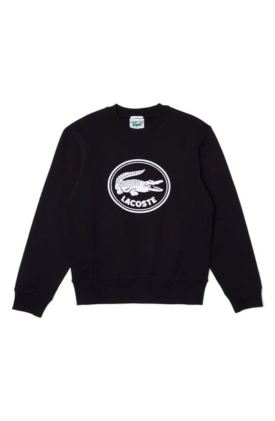Lacoste Cotton Graphic Sweatshirt In Abyss Blue