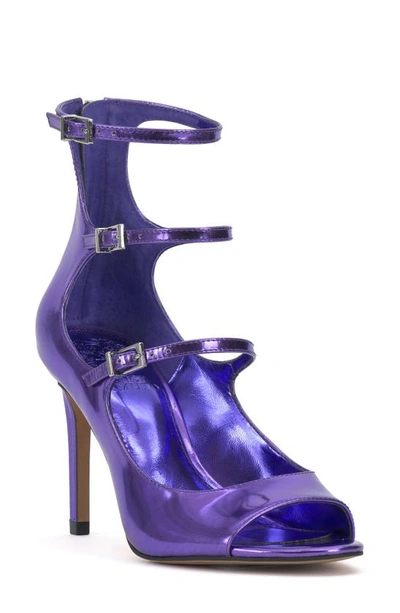 Vince Camuto Anika Buckle Strap Open Toe Pump In Party Purple