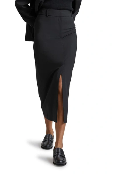 & Other Stories Wool Blend Midi Pencil Skirt In Black Washed