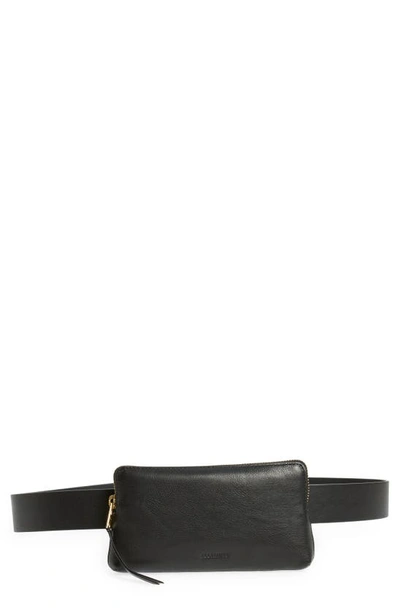 Allsaints Erma Leather Bag Belt In Black/gold