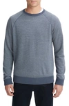 Vince Birdseye Jacquard Wool, Cotton & Cashmere Sweater In Iris Blue/ Deco Cream
