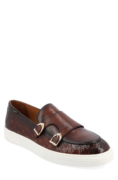Taft 365 Leather Double Monk Strap Loafer In Chocolate