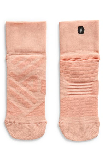 On Performance Quarter Crew Socks In Rose/ Flamingo