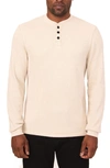 Rainforest The Fireside Waffle Knit Henley In Oatmeal