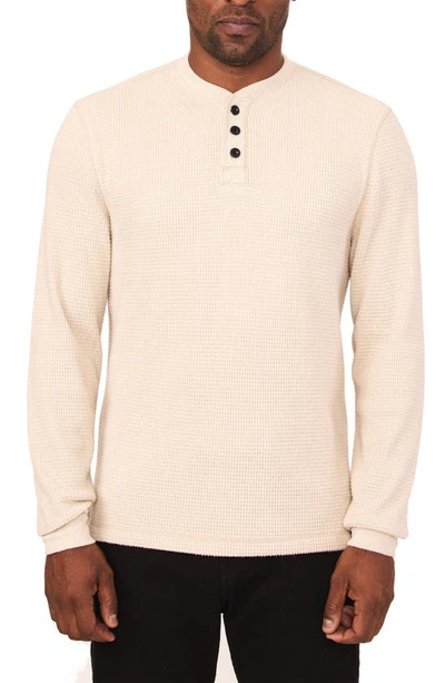 Rainforest The Fireside Waffle Knit Henley In Oatmeal