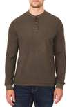 Rainforest The Fireside Waffle Knit Henley In Olive