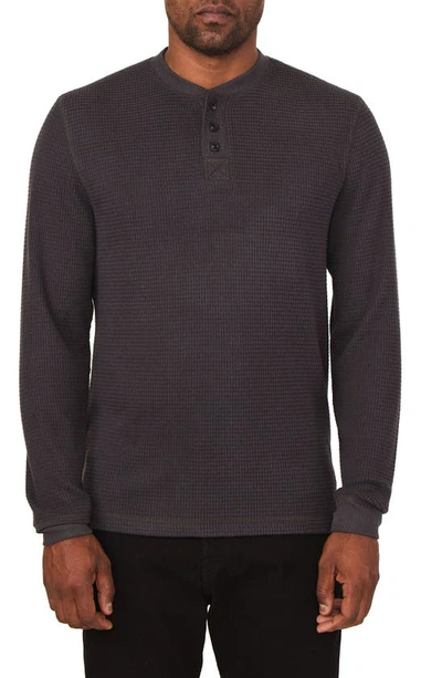 Rainforest The Fireside Waffle Knit Henley In Charcoal