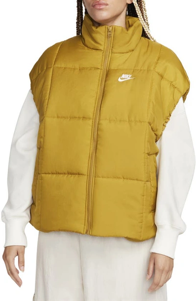 Nike Sportswear Classic Water Repellent Therma-fit Loose Puffer Vest In Bronzine/ White