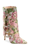 Azalea Wang Tilley Floral Jacquard Pointed Toe Bootie In Pink Multi