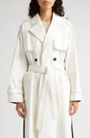 Partow Noah Colorblock Cotton Trench Coat In White