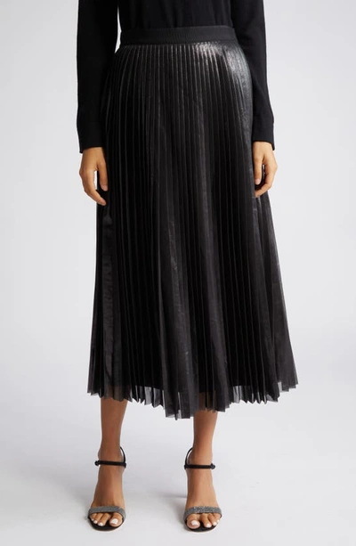 Fabiana Filippi Pleated Faux Leather Midi Skirt In Black