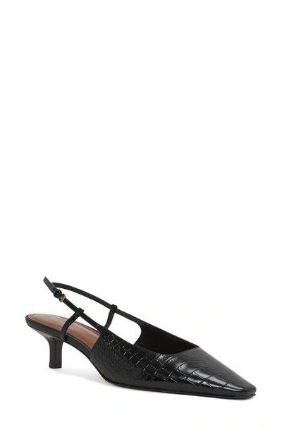 Reiss Jade Croc Embossed Slingback Pump In Black