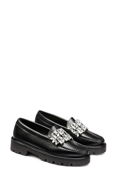 G.h.bass Whitney Crystal Super Lug Sole Loafer In Black
