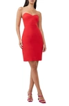 French Connection Echo Strapless Crepe Cocktail Dress In Red