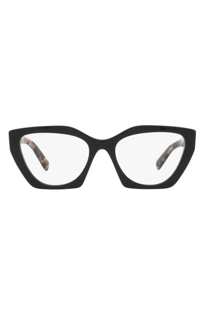 Prada 54mm Cat Eye Optical Glasses In Black