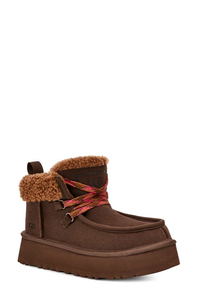 Ugg Funkarra Genuine Shearling Cabin Cuff Bootie In Burnt Cedar