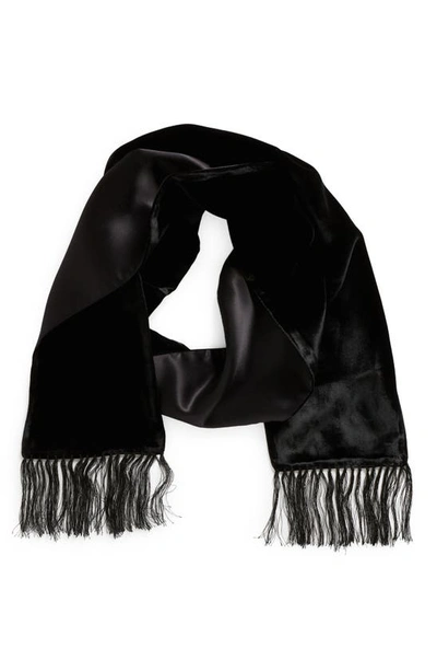 Tom Ford Fringe Satin Scarf In Black