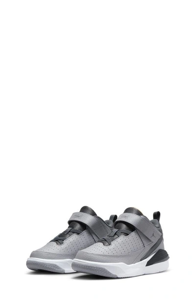 Nike Jordan Little Kids' Jordan Max Aura 5 Stretch Lace Basketball Shoes In Grey/ Gold/ White/ Anthracite