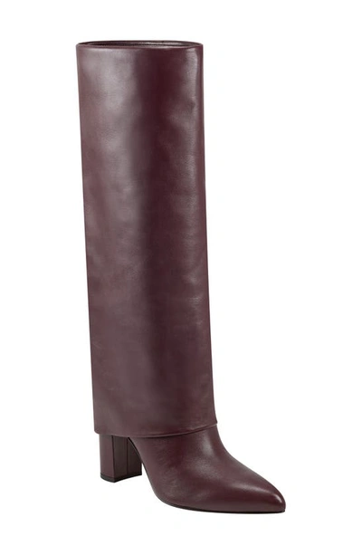 Marc Fisher Ltd Leina Foldover Shaft Pointed Toe Knee High Boot In Dark Red 600