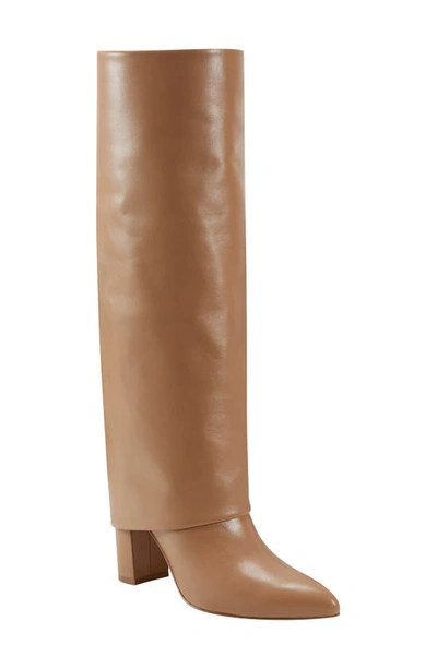 Marc Fisher Ltd Leina Foldover Shaft Pointed Toe Knee High Boot In Tan
