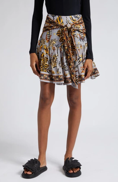 Farm Rio Floral Tapesty Skirt In Silver