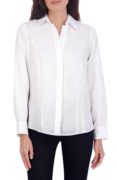 Foxcroft Taylor Cotton Blend Button-up Shirt In White
