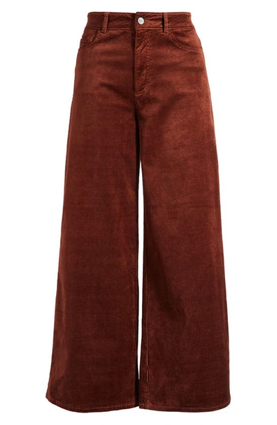 Paige Harper Wide Leg Corduroy Ankle Pants In Brown