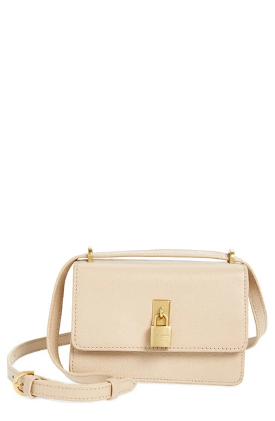 Ted Baker Mini Sloane Padlock Leather Shoulder Bag In Taupe