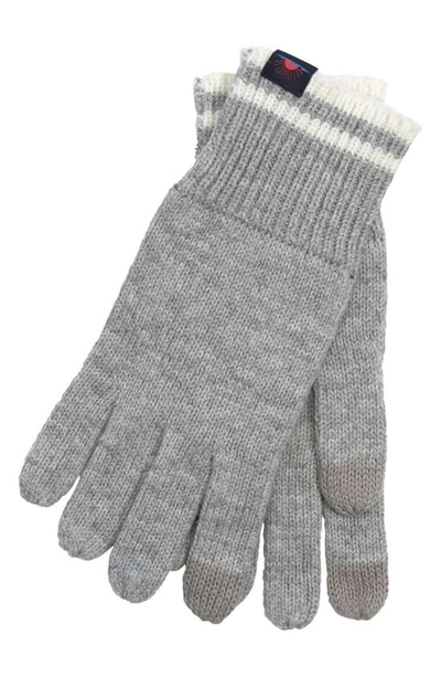 Faherty Retro Stripe Gloves In Grey Heather