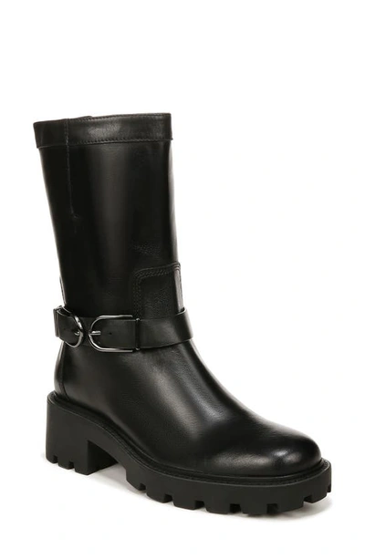 Franco Sarto Elle Lug Boot In Black Leather