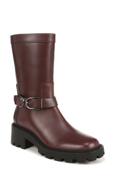 Franco Sarto Elle Lug Boot In Castagno Brown Leather