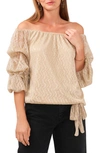 VINCE CAMUTO OFF THE SHOULDER BUBBLE SLEEVE BLOUSE