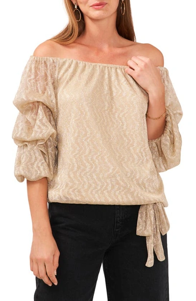 Vince Camuto Off The Shoulder Bubble Sleeve Blouse In Gold