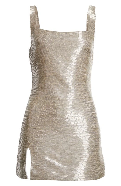 Staud Le Sable Beaded Minidress In Silver