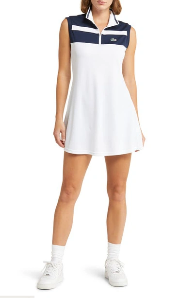 Lacoste X Bandier Quarter Zip Performance Sport Dress & Shorts Set In White