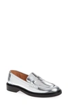 Madewell Chunky Loafer Womens Leather Flat Loafers In Silver