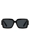 Marc Jacobs 55mm Gradient Rectangular Sunglasses In Black Whte/ Gray Ar